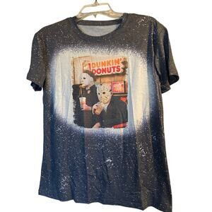NWOT Dunkin Donuts Halloween Short Sleeve T Shirt Blue Jason Mike Myers Sz Large